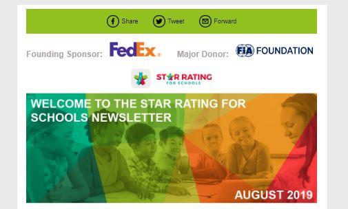 Latest Star Rating for Schools E-newsletter is now available (August 2019 Edition)