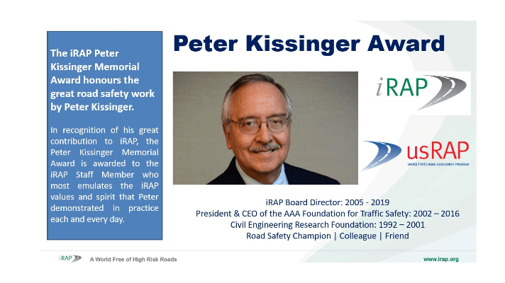 iRAP Peter Kissinger Memorial Award 2020 winner announced.