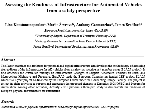 Readiness of Infrastructure for Automated Vehicles profiled internationally