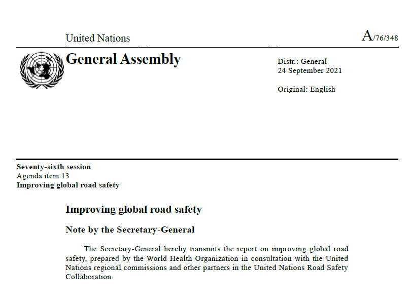 UN Secretary General’s Report features iRAP partnerships