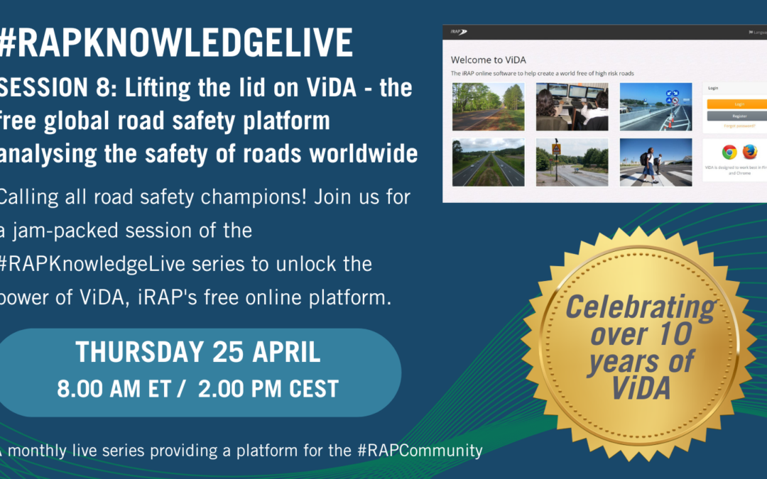 #RAPKnowledgeLive Session 8: Lifting the lid on ViDA – the free global road safety platform analysing the safety of roads worldwide