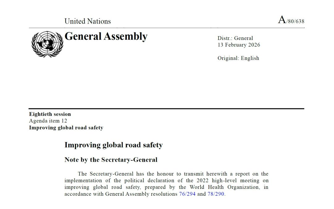 iRAP Recognised in UN Secretary General’s Report on Improving Global Road Safety