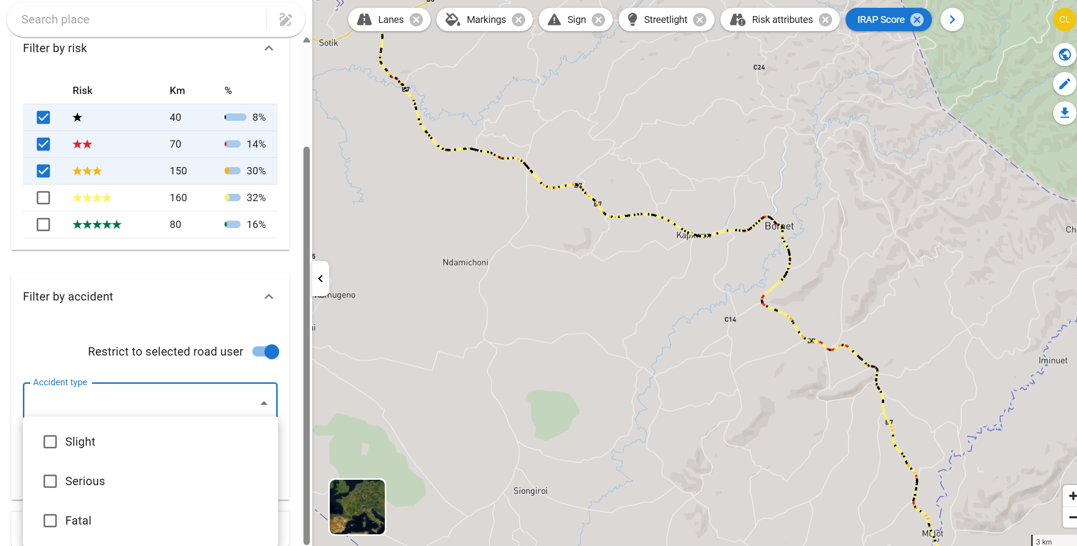 AssetMAPPER Filtering by Crash severity