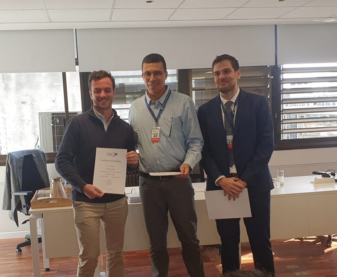 Fran and Gabo giving Accredited supplier certificates to Engineers in Uruguay 2025