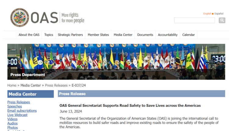 Press Release: OAS General Secretariat Supports Road Safety to Save Lives across the Americas