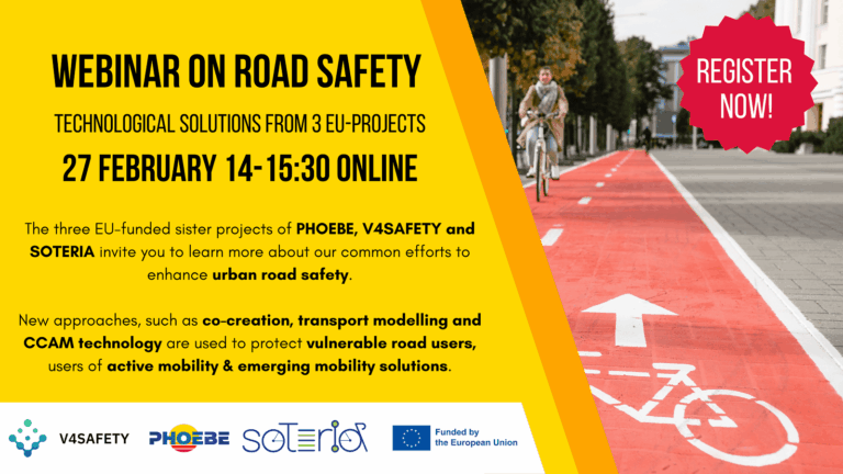 Webinar shares safer urban mobility in Europe with Projects PHOEBE, SOTERIA and V4SAFETY